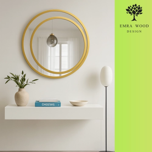 Okrągłe lustro w lustrze w podwójnej ramie mdf - JASMIN